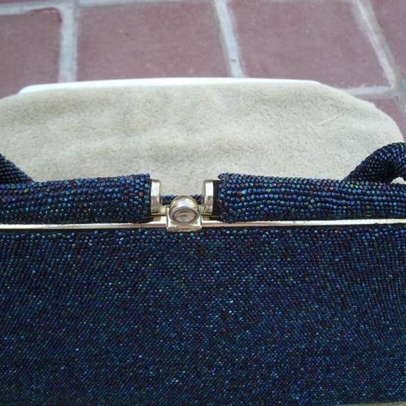 Vintage Blue Beaded Evening Bag - Picture 3 of 5